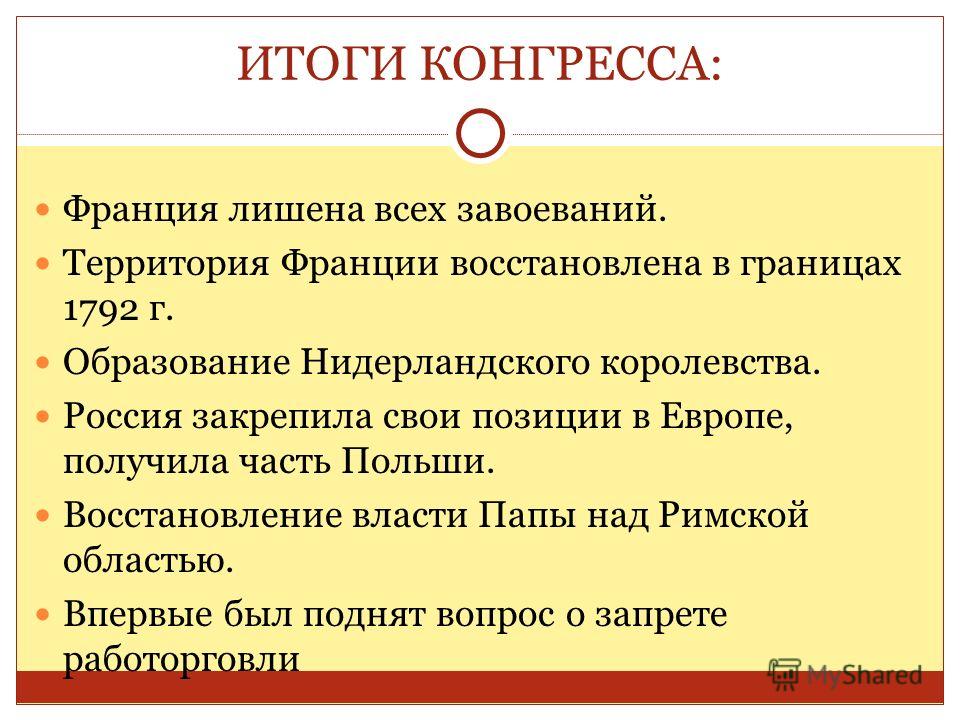 Итоги венского конгресса для россии