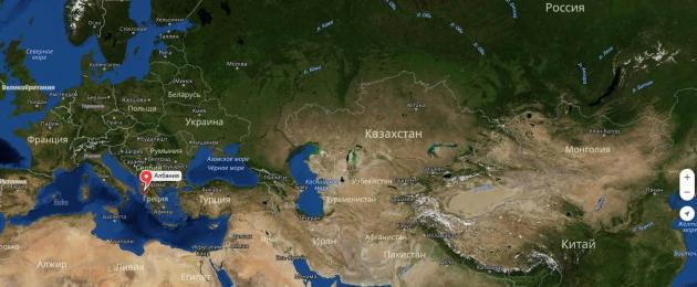 Ալբանիայի քարտեզ ռուսերեն.  Որտեղ է Ալբանիան և նրա մայրաքաղաքը հարավային Եվրոպայում