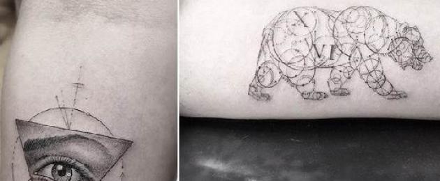 Σχέδια τατουάζ με χρυσή αναλογία.  Έννοια του σπειροειδούς τατουάζ