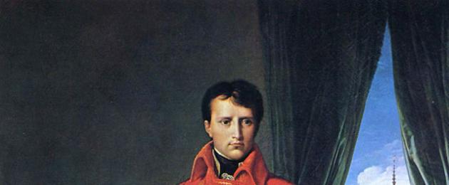 Brief biography of Napoleon Bonaparte.  Interesting facts from the biography of Napoleon Bonaparte