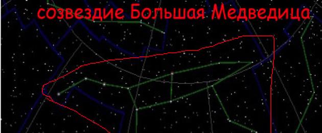 Stjärnbilden Ursa Major på en vit bakgrund.  Hur man ritar en stor björn