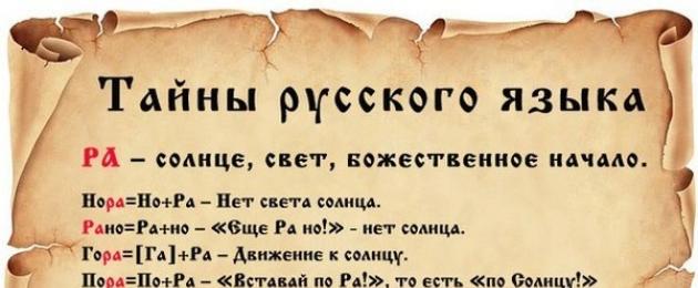 Τα κύρια μυστικά της ρωσικής γλώσσας.  Το μυστικό της ρωσικής γλώσσας: στοιχειώδεις αλήθειες και συγκλονιστικές ανακαλύψεις Μυστικά της ρωσικής γλώσσας από την αρχαιότητα